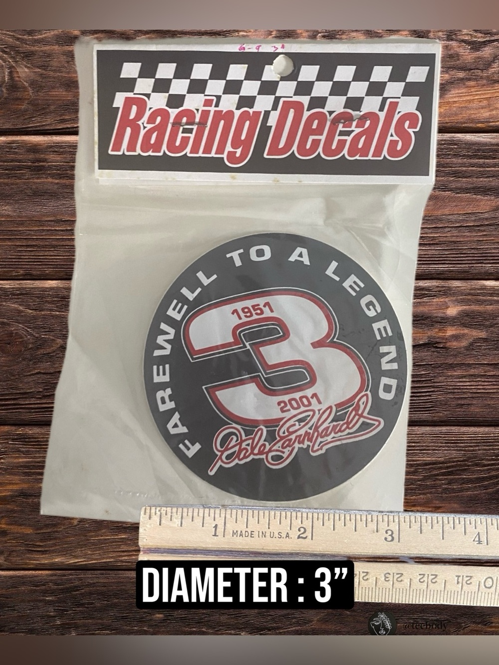 VTG 2001 Dale Earnhardt Sr #3 Farewell To A Legend Memorial Decal Sticker NIP 3"